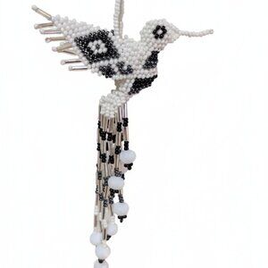 Hummingbird Beaded Bag Charm Key Ring – Handmade Keychain Pendant NW